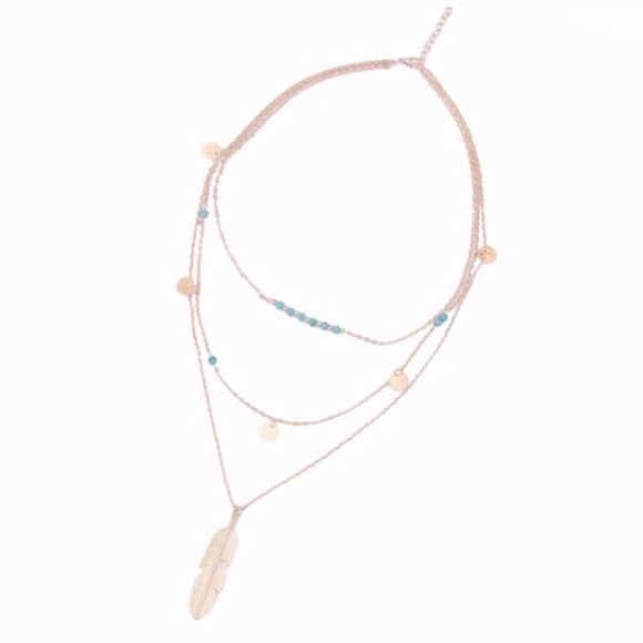 3 Layer Feather Necklace - Picture 3 of 3